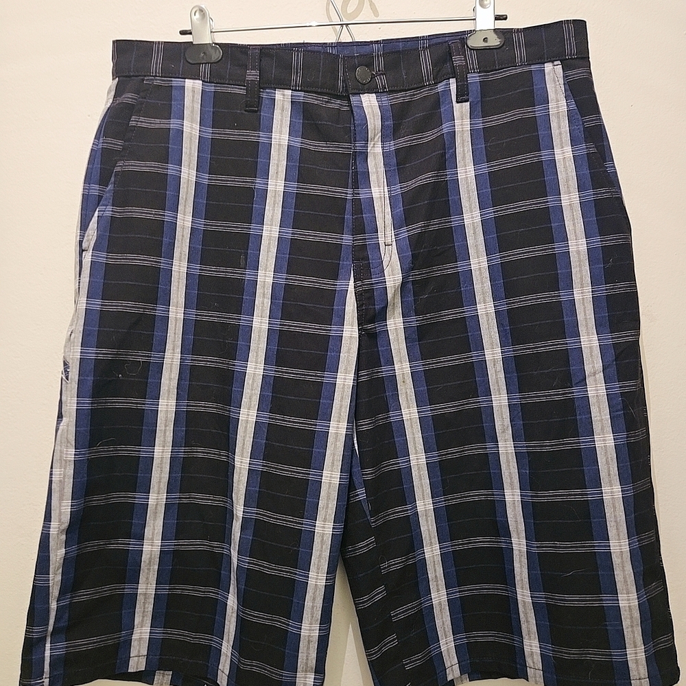 Blue and White Plaid Shorts